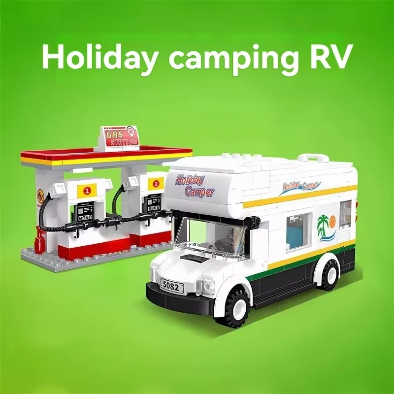 مجموعات الطوب المتوافقة سلسلة المدينة اللبنات السفر rv Campervan سيارة MOC هدية عيد ميلاد الأطفال تجميع اللعب