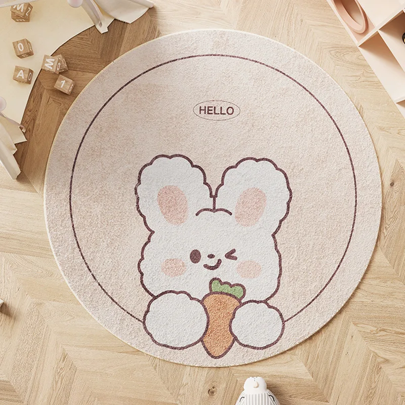 Cartoon round carpet living room imitation cashmere children's non-slip climbing mat game mat children's room bedroom