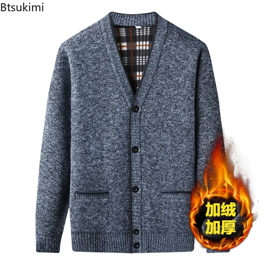New 2026 Men's Autumn Winter Knitted Cardigan Thick V Neck Knitted Sweater Coats Causal Warm Jackets Men Fashion Mens Clothing