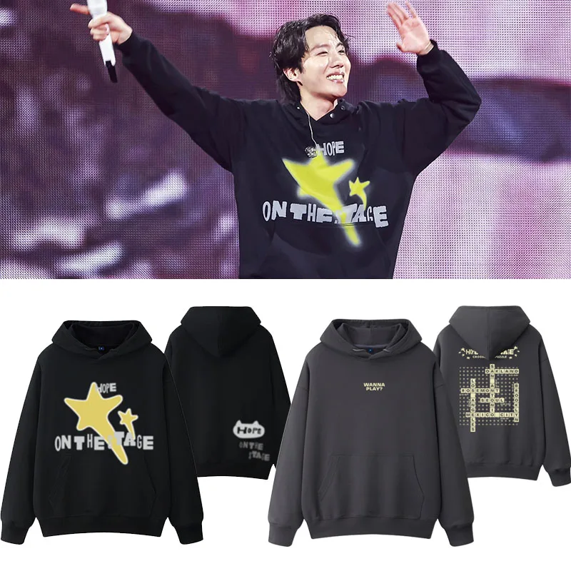 

Bulletproof Jhope HopeOnTheSTAGE Oversized Hoodie Long Sve Cotton Crew Ne Sweatirt with Print for Women Spring Autumn