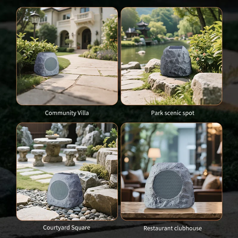 عالية الجودة في الهواء الطلق حديقة حجر MusicBoxs مقاوم للماء صندوق الصوت اللاسلكية الشمسية تهمة روك سمّاعات بلوتوث مع جهاز التحكم عن بعد #5