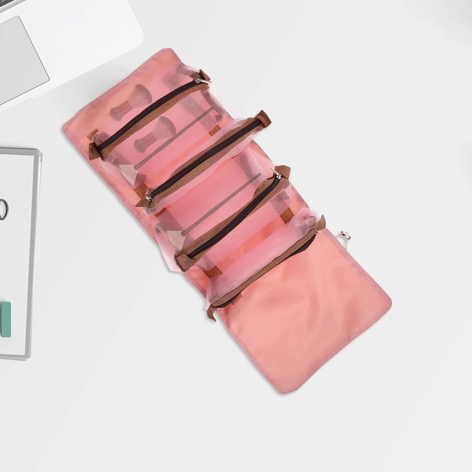 

Bag Makeup Storage Pouch Pink Polyester Travel Outdoor Toiletry Zipper Design Durable Tidy Practical Portable