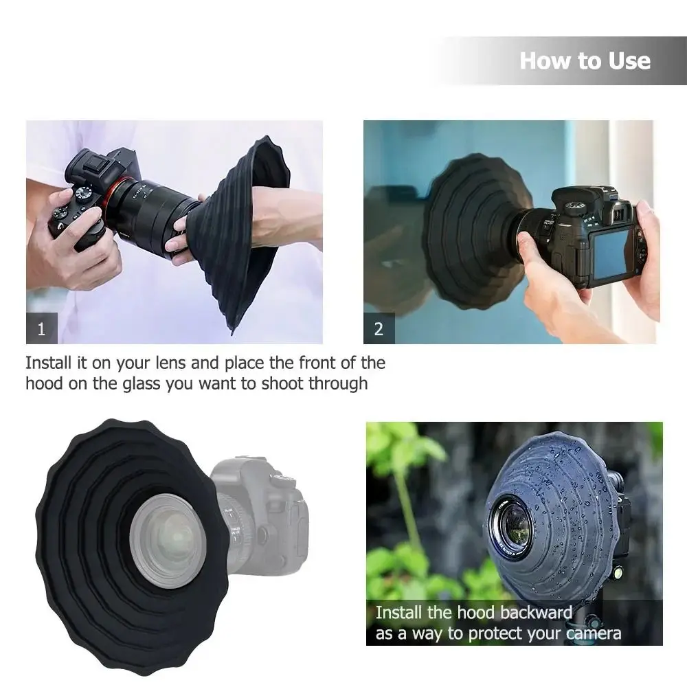 Silicone Lens Hood Anti Reflective Camera Lens Hood for Diameter 53mm~72mm,73mm~88mm Lens Foldable Reversible Lens Shade