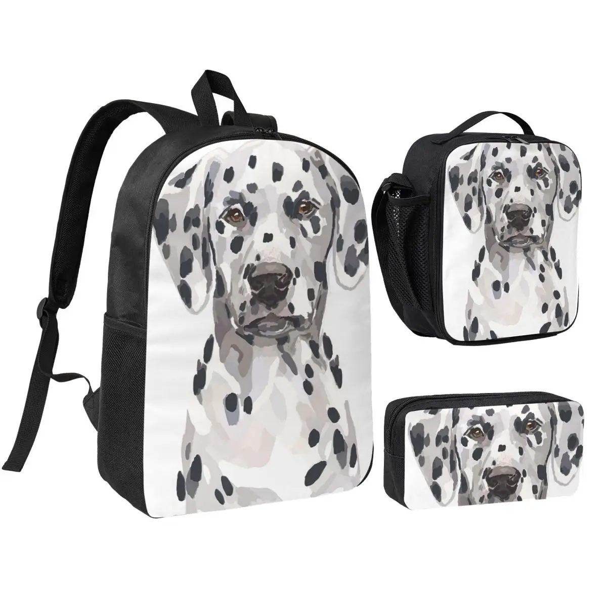 

Dalmatian Backpack Student Boys Girls BookBag School Bag Laptop Shoulder Bags 3ps Insulated Lunch Bag Pencil Case