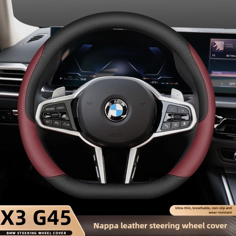 

Leather Car Steering Wheel Cover for BMW X3 G45 2025 2026 Interior Accessories