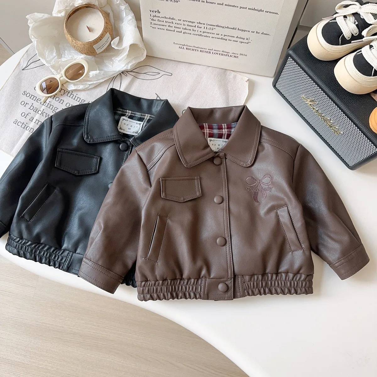 

Spring and Autumn Children's Leather Jacket Fashion New Style Boys and Girls' Casual PU Coat 2 4 6 7Y