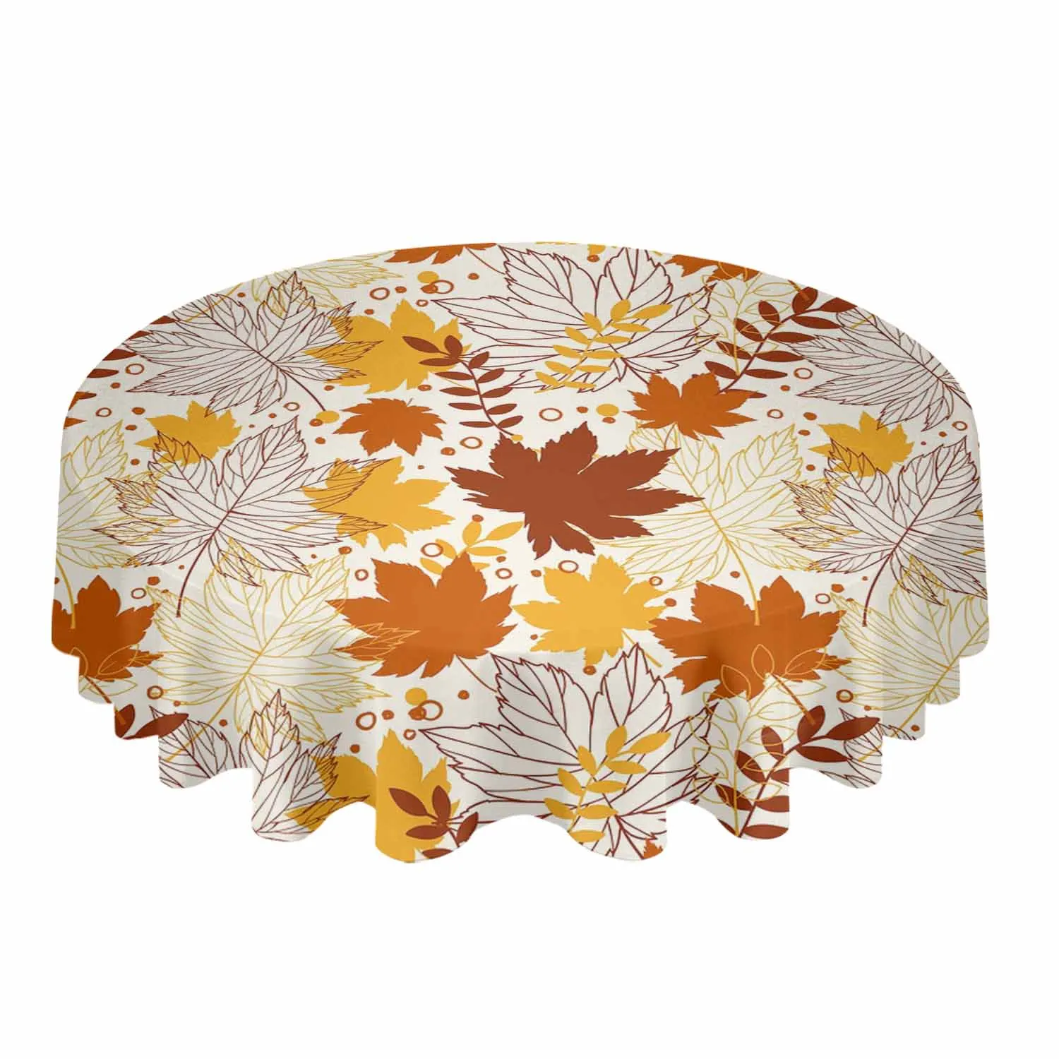 

Autumn Maple Leaf Texture Round Tablecloth Waterproof Wedding Party Table Cover Holiday Dining Table Tablecloth