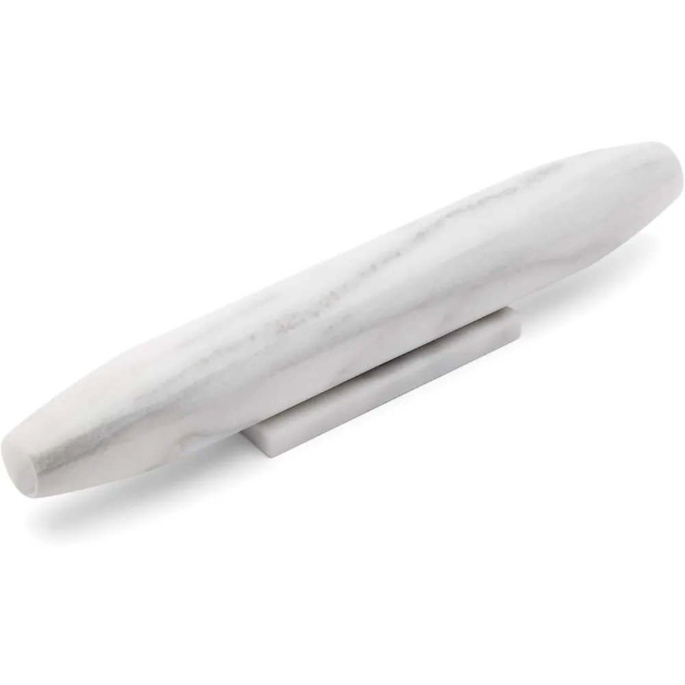 

French Marble Rolling Pin Set with Base, 12x2 Inches