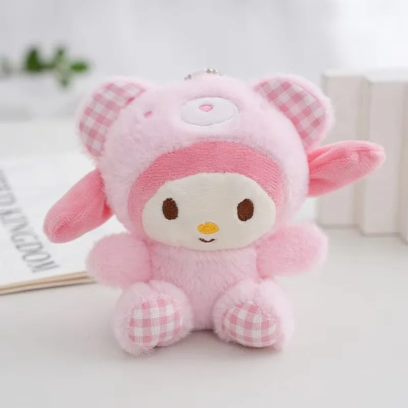 LLavero de peluche Kawaii Sanrio, muñeca Hello Kitty My Melody Kuromi Cinnamoroll, colgante de peluche de animales de dibujos animados, decoración para mochila