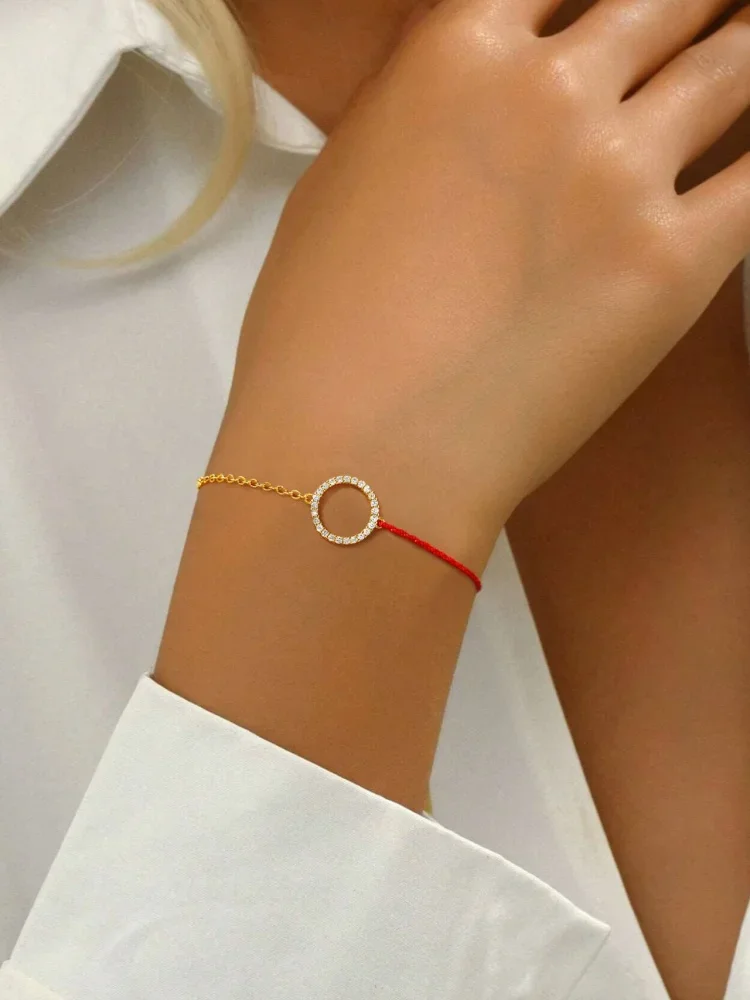 Bransoletka damska ze srebra próby 925, modna, prosta, z cyrkoniami, połówka łańcuszka, połówka sznurka, okrągła, na rocznicę, wysokiej jakości, elegancka biżuteria.