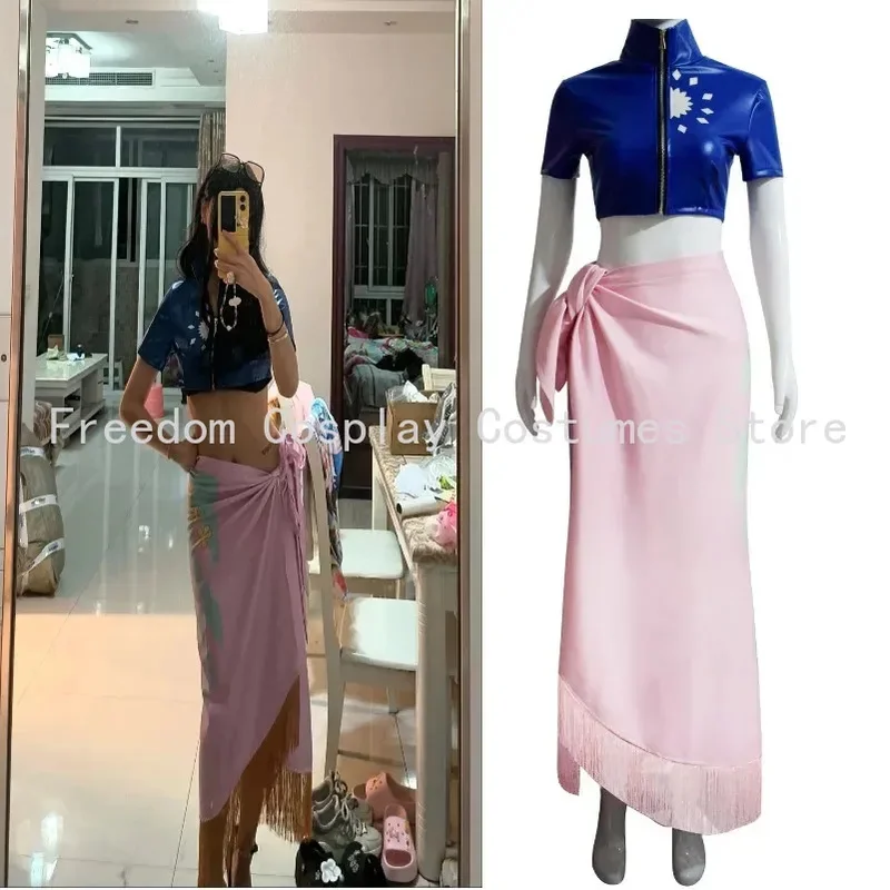 

Anime Dress Nico Robin Cosplay Costume Glasses Wig Party Suit Costumes for Girls Halloween;3'f,6;t.8'