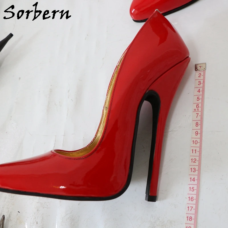 Sorbern scarpe rosse in vera pelle da donna con tacco a spillo a punta tacchi alti da donna 16Cm altezza tacco personalizzata