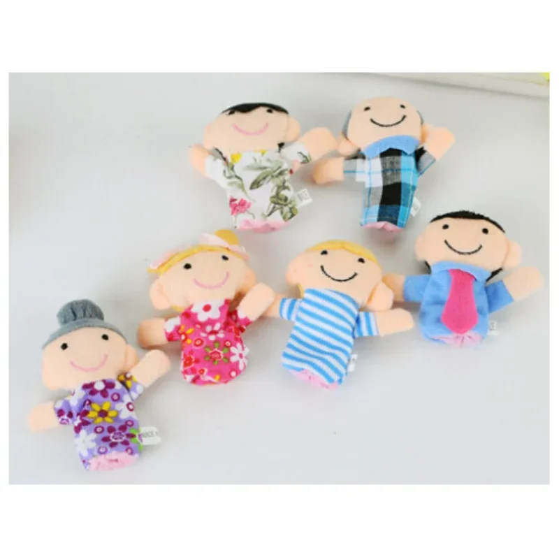 6Pcs 손가락 인형 아기 아이 플러시 헝겊 놀이 게임 이야기 배우기 가족 손가락 인형 어린이를위한 장난감 역할 놀이 이야기 이야기 소품