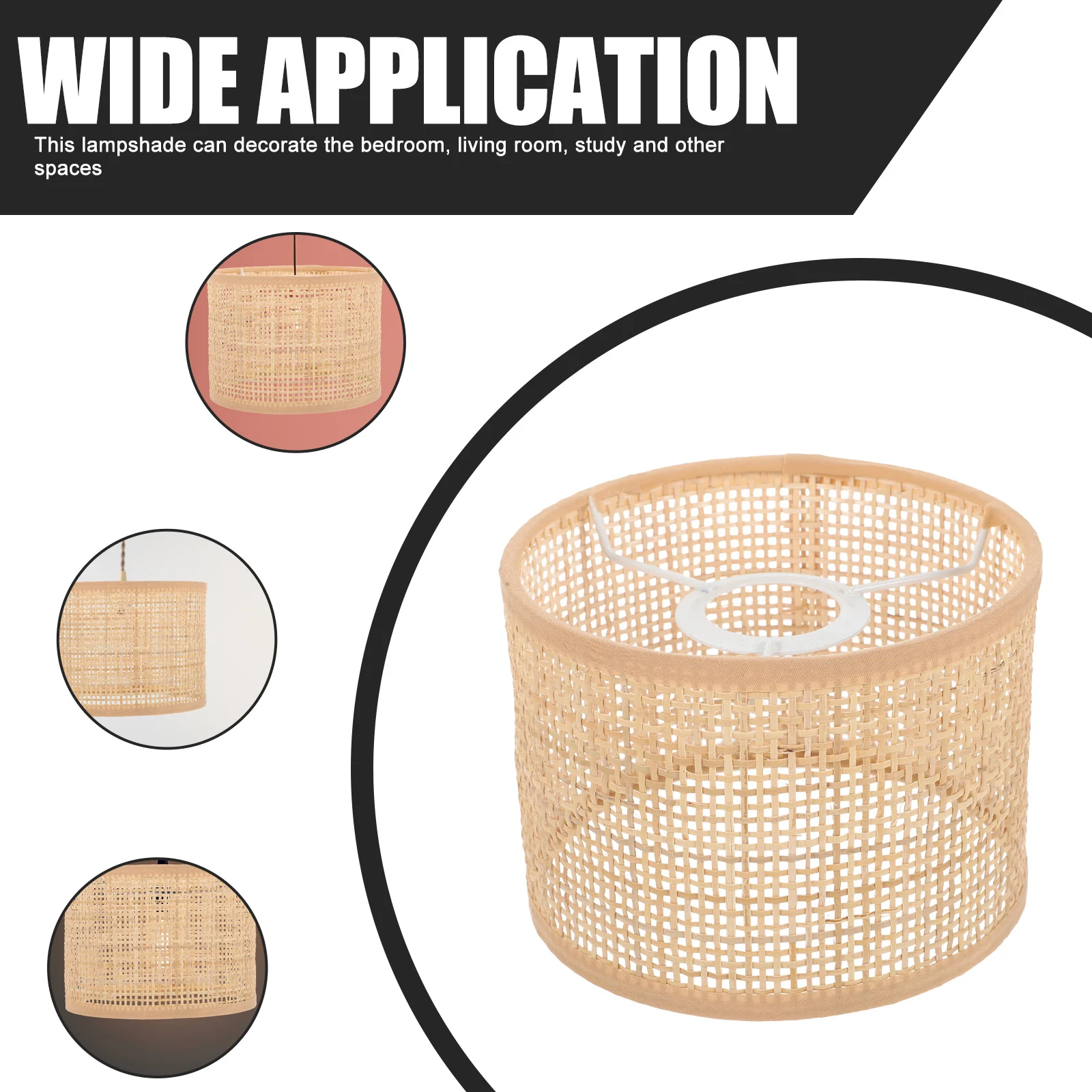 

1pc Square Grid Lampshade Rattan Weaving Craft Decorative Light Cover Dustproof For Bedroom Warm Lighting Home Decor