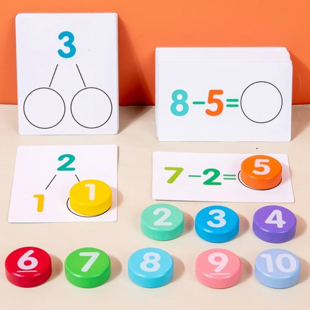 

Wooden Digital Operation Card Colorful Children's Math Early Learning Number Cards Addition and Subtraction Cognition Cards