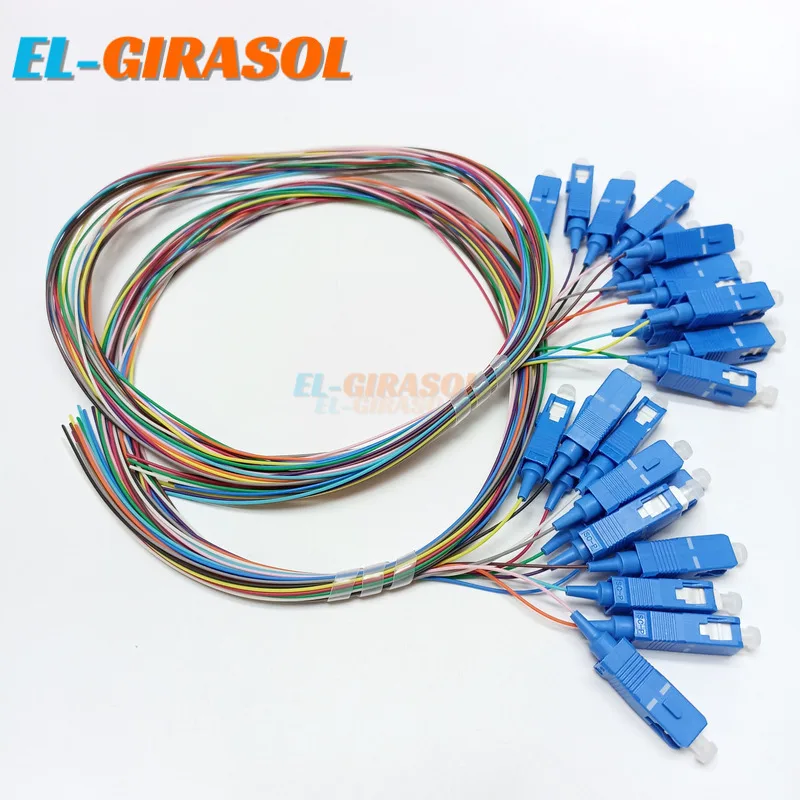 12 colored SC / APC /UPC fiber optical colorful Pigtail Simplex Single Mode 0.9mm FTTH Pigtail Fibra Optica