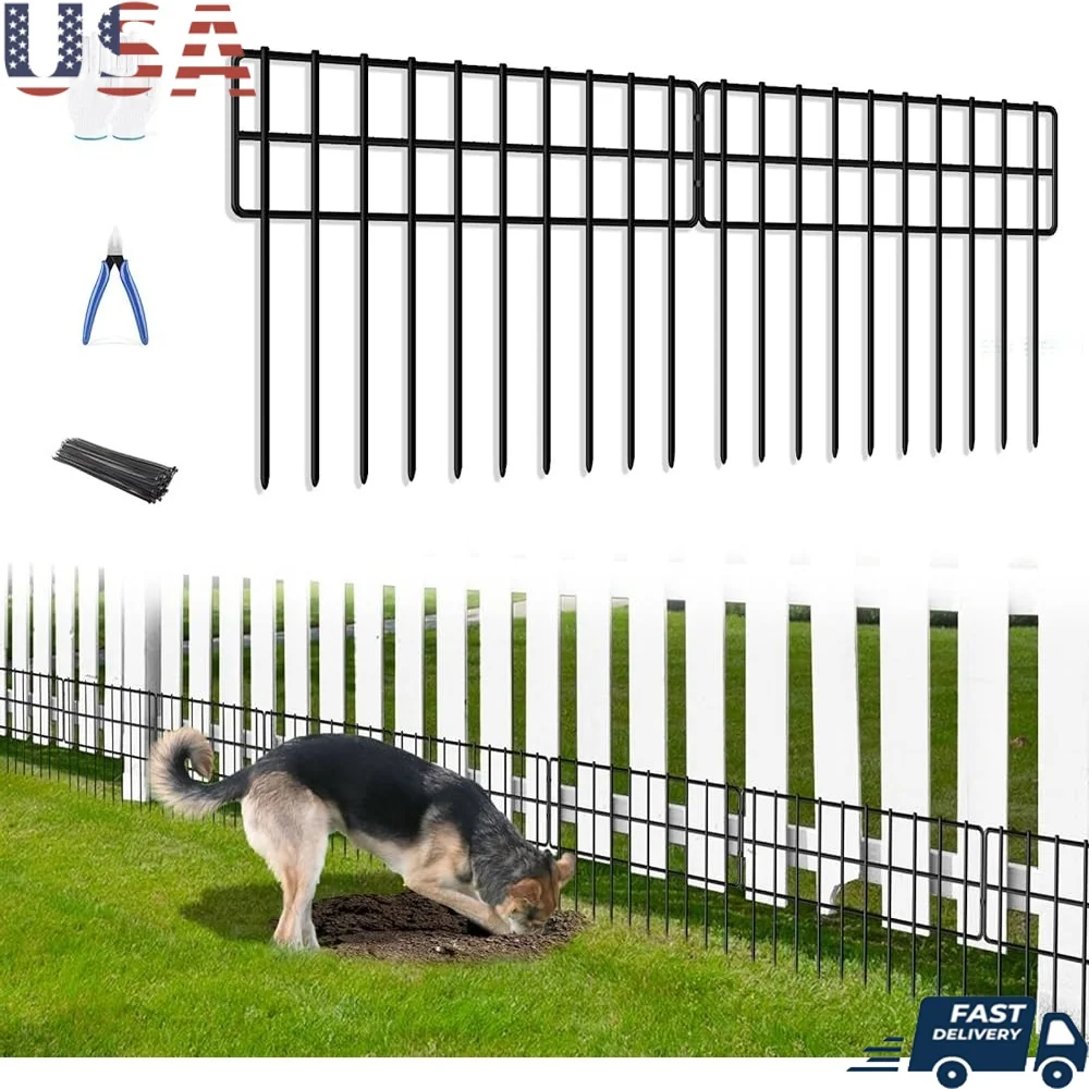 

No Dig 25 Pack Garden Fence Panels 35ft Metal Wire Animal Barrier 13in High Dogs Rabbits Squirrels