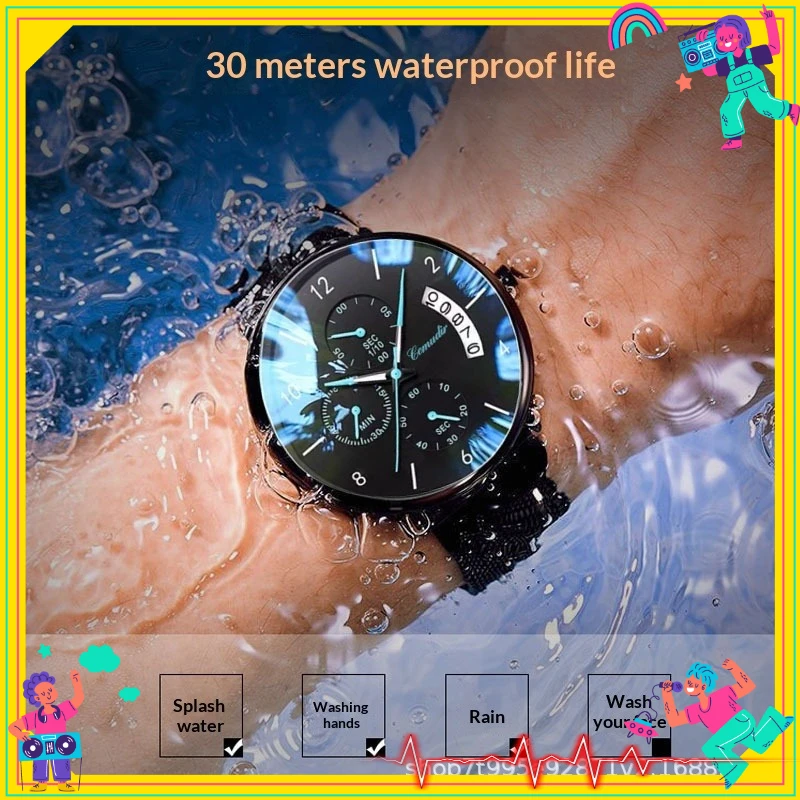 Reloj mecánico automático ultrafino para hombre, versión coreana, reloj de cuarzo para estudiantes, calendario luminoso, resistente al agua, regalo de tendencia