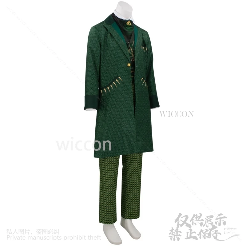 Anime Movie The Wizard Witch Pantaloni Cosplay Cappotto verde Uniforme Parrucche per uomo Halloween Festa di Natale Gioco di ruolo personalizzato