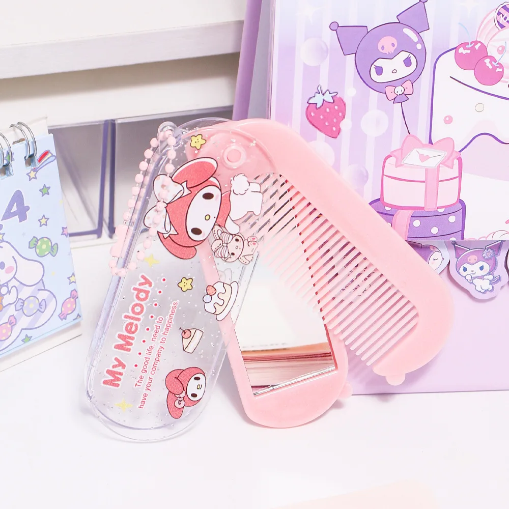 

2026 Cartoon Folding Small Comb And Mirror Comb Integrated Set For Easy Portability The Best Gift For A Girlfriend