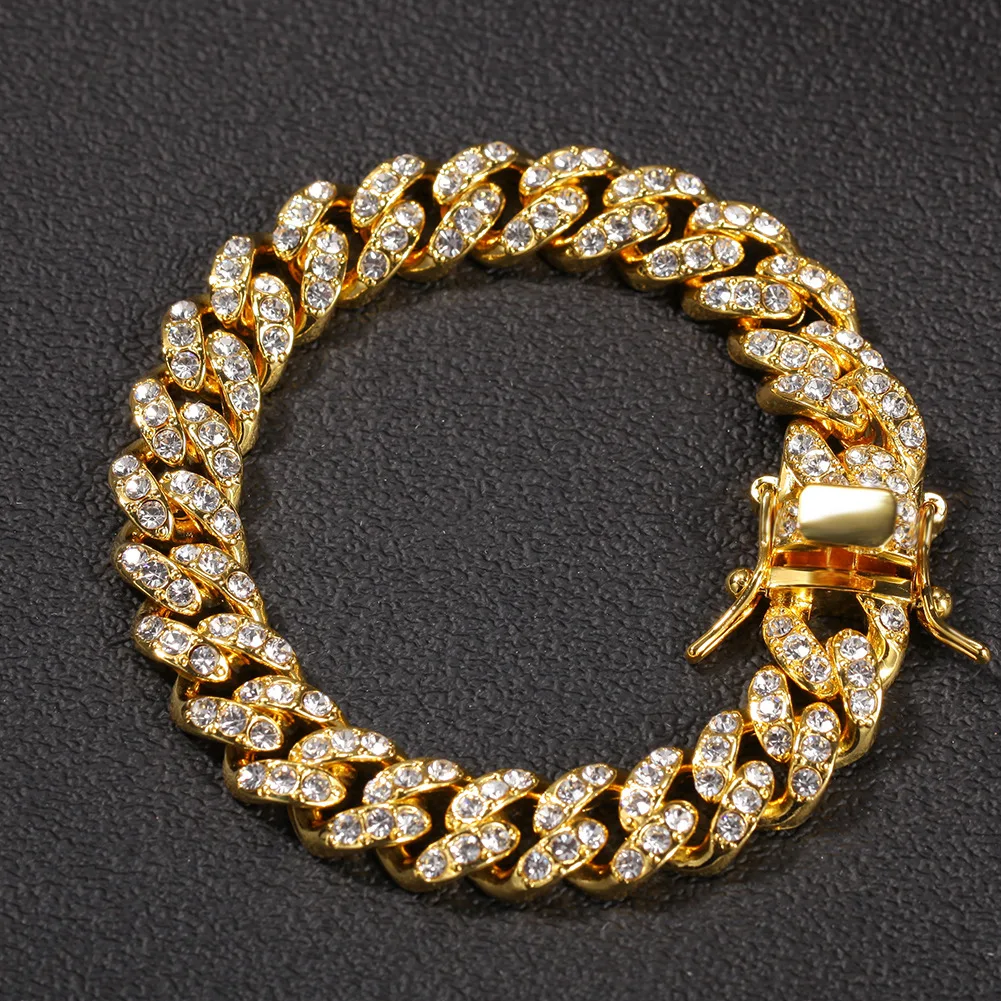 

Luxury 24K 9999 Pure Gold real gold Men's Hip Hop 12mm Diamonds Cuban Bracelet