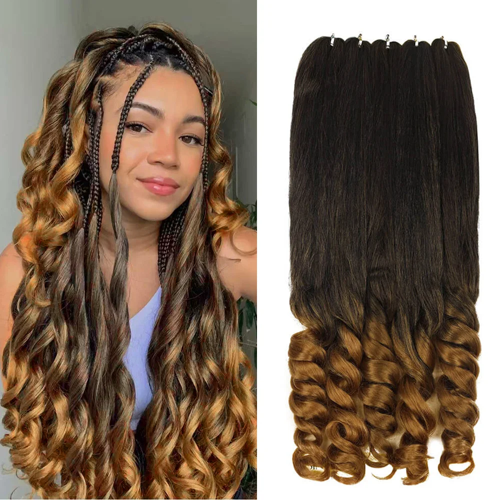 

Синтетические вязанные крючком волосы во французском стиле в стиле бохо, вьющиеся крючком, омбре, прямые волосы, свободные волнистые концы, 5 прядей в упаковке, 30 дюймов/75 см