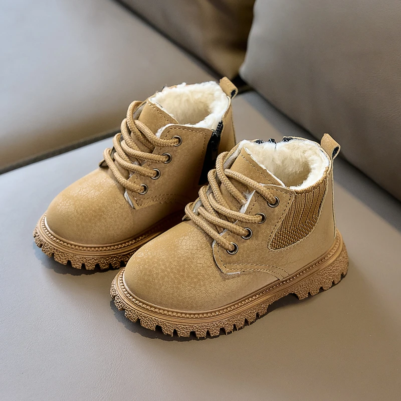 Kinder-Kurzstiefel mit Fleecefutter, rutschfeste weiche Sohle, 2026 Winter Neue Kinder-Kurzstiefel, lässig und trendig – Detail 7