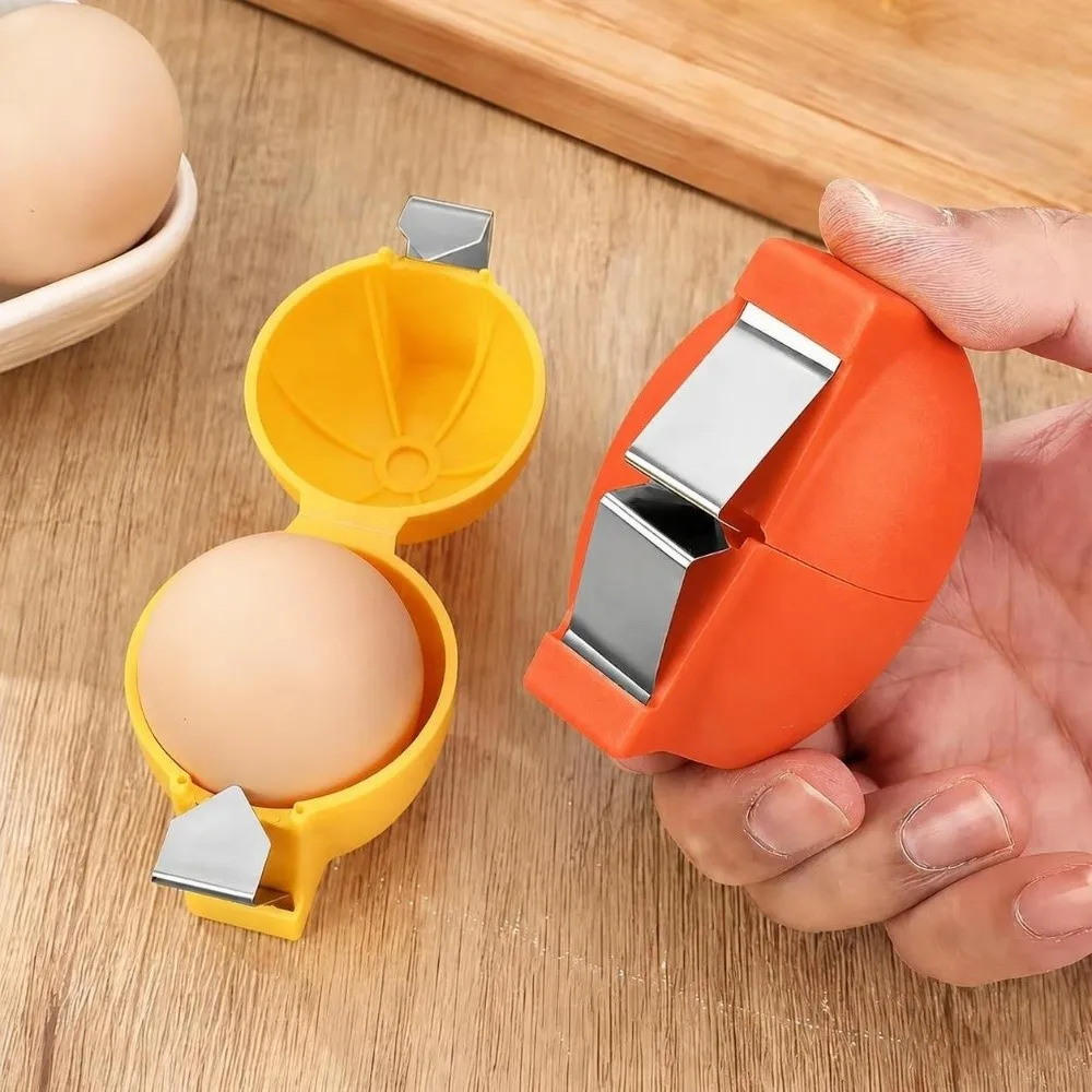 3 Pack Stainless Steel Egg Cracker Tool Pink, Yellow, Orange Dishwasher-Safe Egg Shell Opener Handheld Size Non-Slip Design