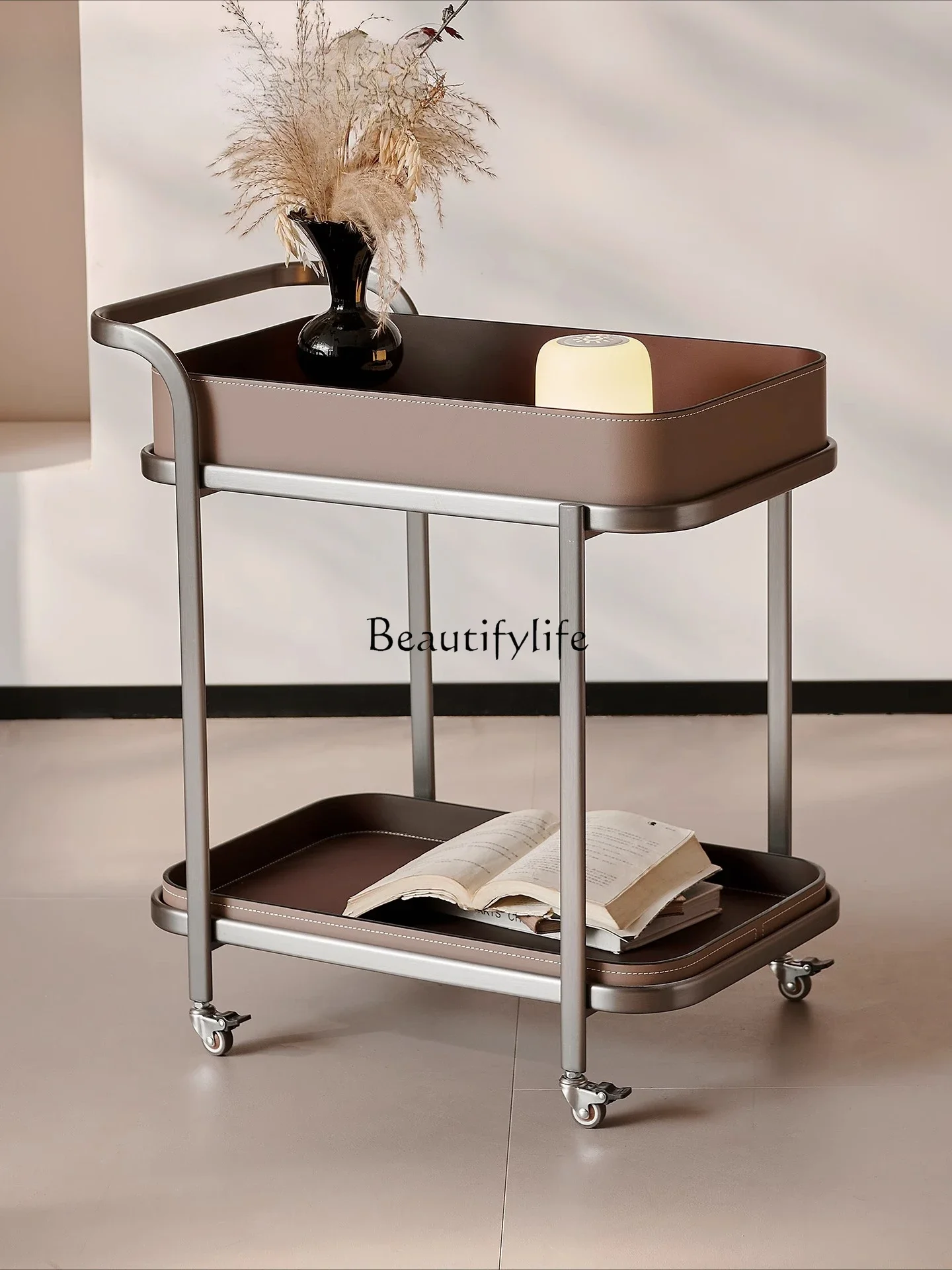 

05-ls 18Modern Simple Small Trolley, Movable Large Capacity High-End Side Table