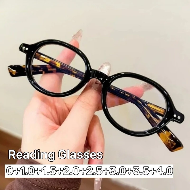 

Retro Oval Small Frame Reading Glasses for Women INS Individuality Simple Casual Versatile Anti-Blue Light Presbyopia Glasses