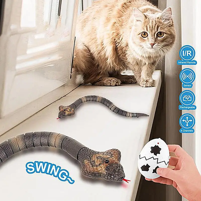 Smart Snake Cat Toy Electric Snake Toy For Cats Double Function Intelligent Sensor Fake Snake RC Toy Realistic Cobra Model