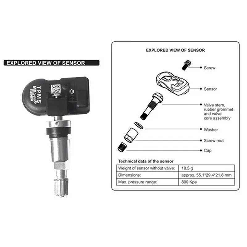 Stablize 24Pcs Programming MX Sensor TPMS Tire Pressure Monitor Sensor 315MHZ 433MHZ Universal 2 In 1 Repair Tool Silver