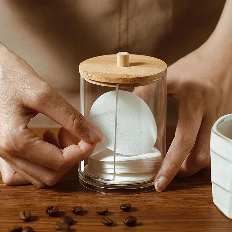 Coffee Filter Paper Box Round Mocha Pot Filter Paper Box With Cover Lid Coffee Paper Filter Storage Box Coffee Filter Paper Hold