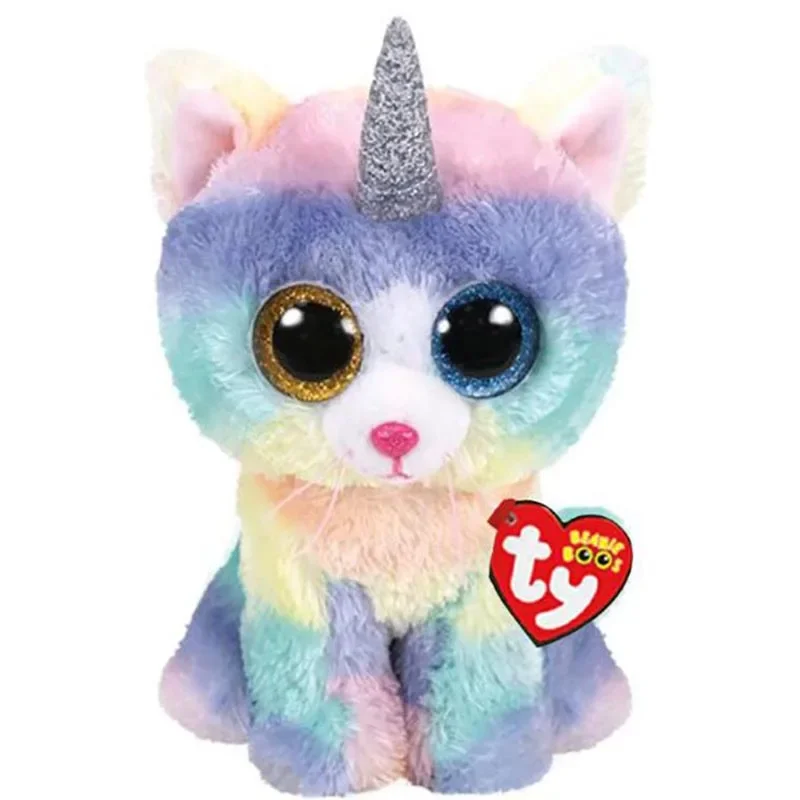 15CM Ty Beanie Glittery Big Eyes Heather Jinxy Lindi Cat Kawaii Soft Stuffed Plush Animal Doll Toy Decor Kids Toys Birthday Gift