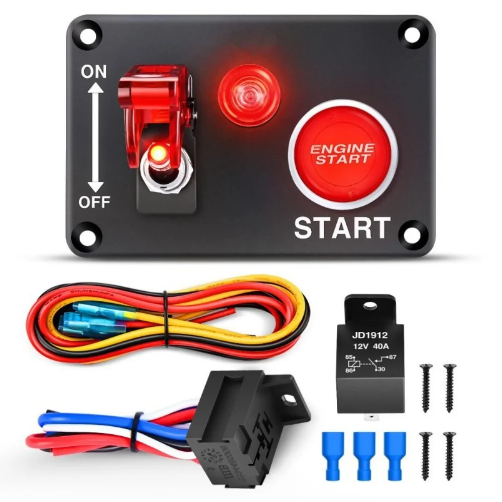 

One-click Start Ignition Switch Automotive Modification Combination Switch with LED Light Panel Switch Rocker Type Adaptation