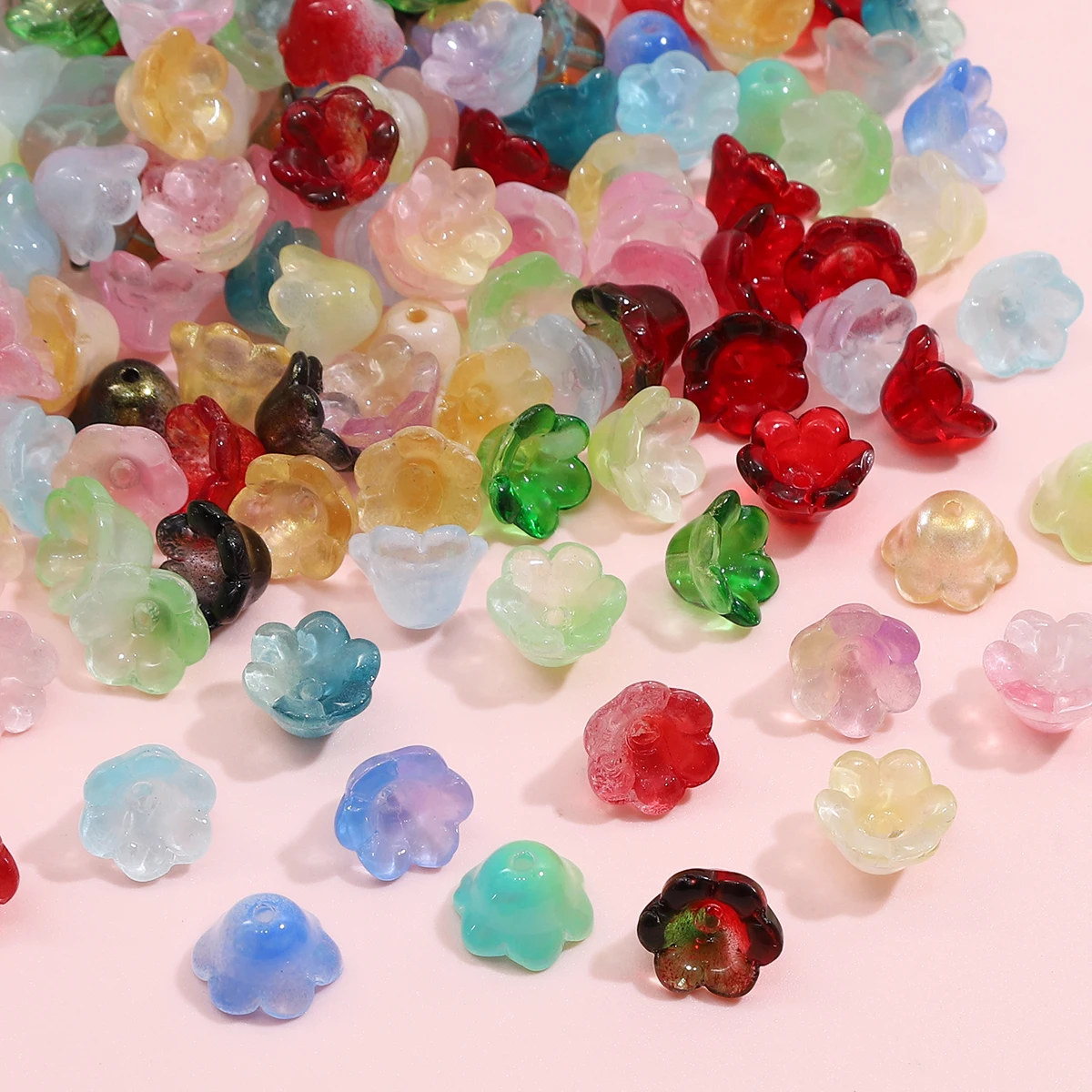 10 Uds. Cuentas de cristal de imitación de jade de 12x7mm con color degradado, diseño de lirio del valle, para hacer pulseras, pendientes y joyería DIY