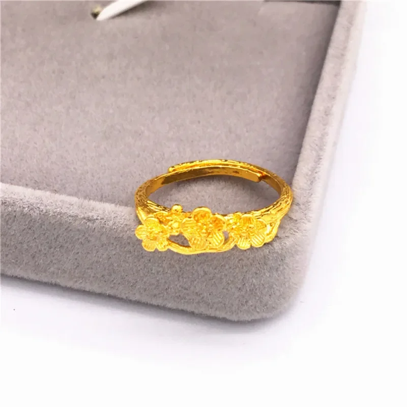 Fashion Copper Plated Vietnamese Sand Gold Open Rose Bracelet Women's Imitation Gold Color free Wedding Jewelry