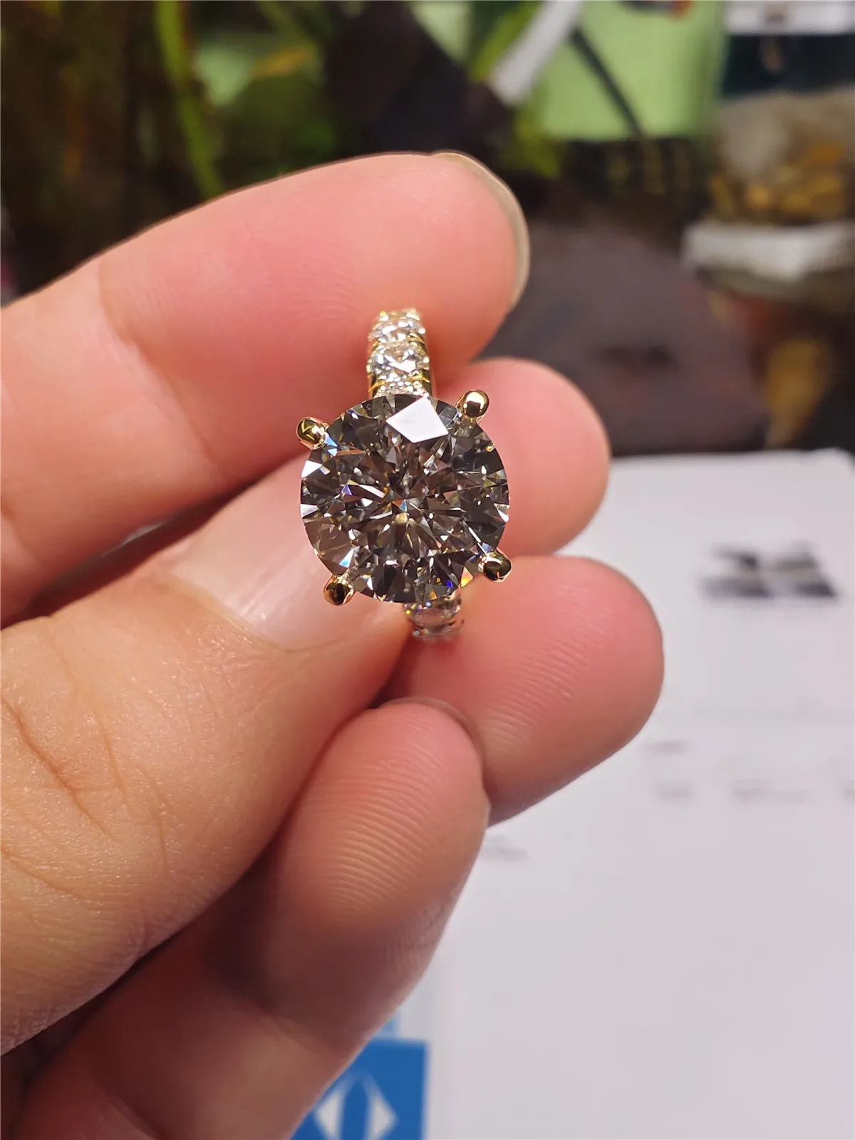 14K Gold Lab-Grown Diamond 3CT Round 4-Prong Single Row Wedding Ring PT950 Platinum Engagement Ring Jewelry Custom Wholesale view 4