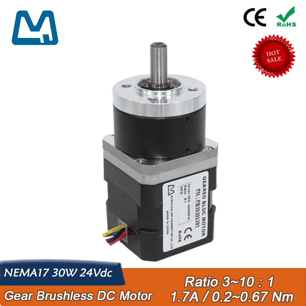 

NEMA17 30W BLDC Motor Geared Brushless DC Motor Metal Planetary Reduction Gearbox Ratio 3:1