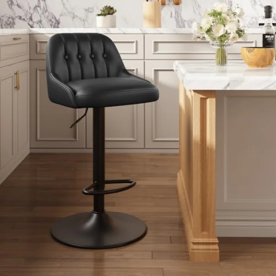

Chairs Modern Adjustable PU Leather Upholstered Barstools Counter Height with Tufted Back for Bar Kitchen Counter Island Dining