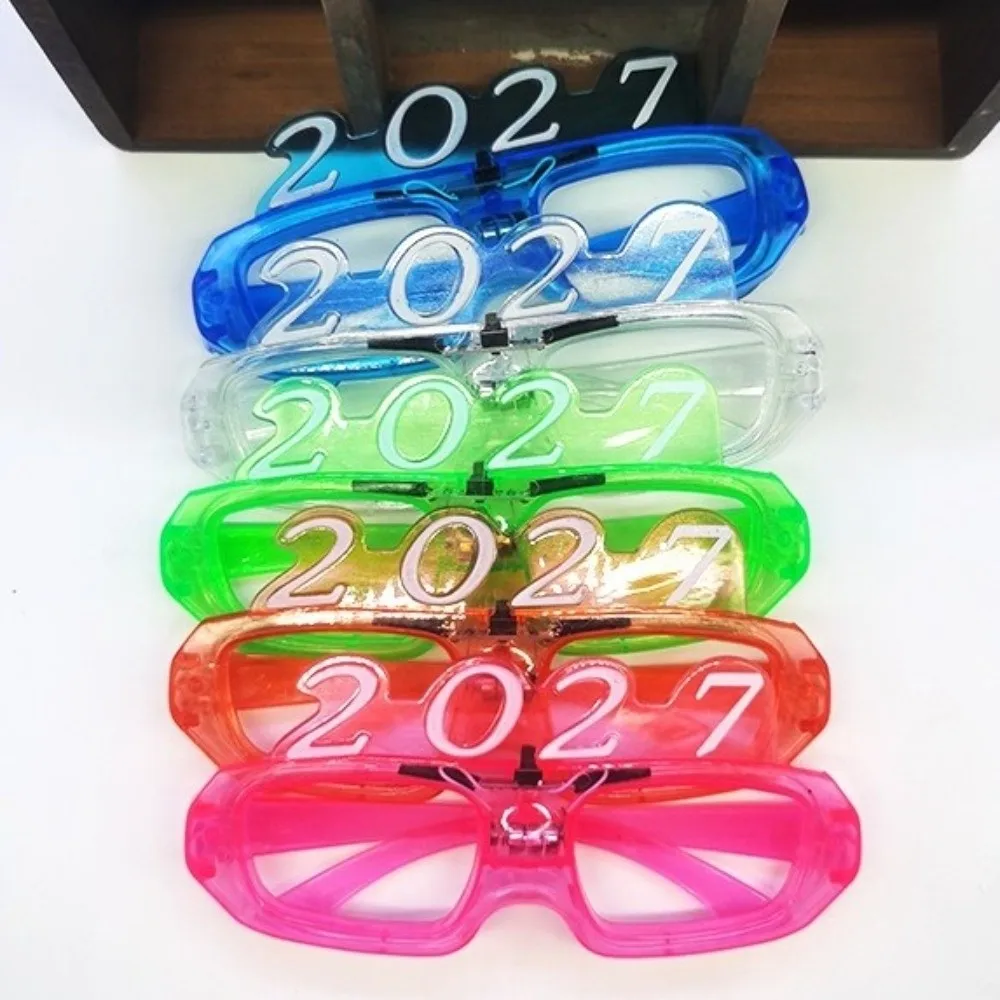 Funny New Year Glow Glasses Heart Shape Number Light Up Glasses Lightweight Cool 2027 LED Glow Glasses Masquerade Party