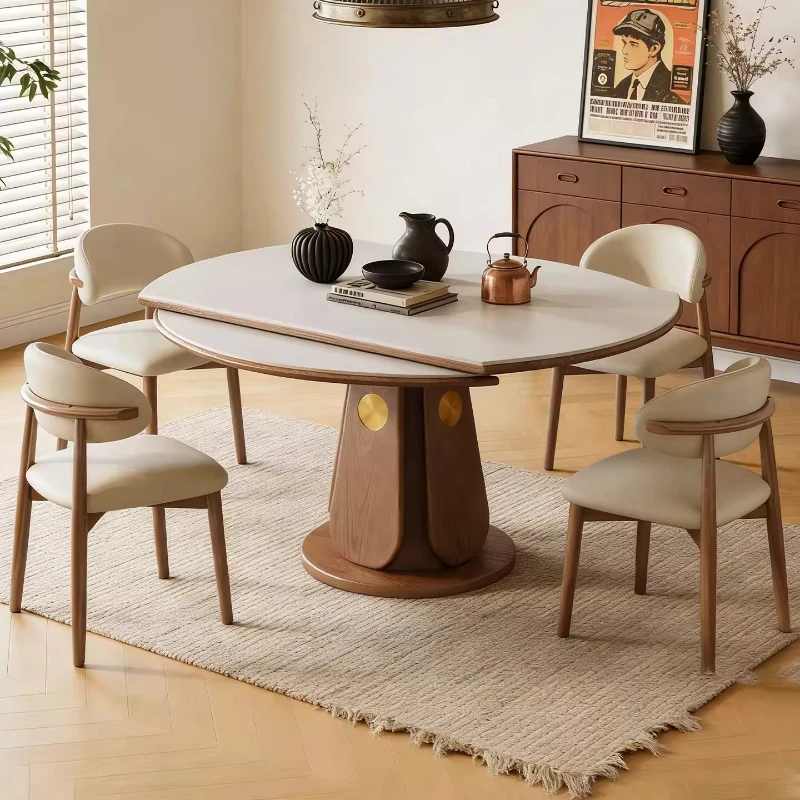 Mesa de Jantar Extensível Moderna Nórdica de Luxo Designer para Restaurante, Mesa de Jantar Lounge Estilo Meio Século, Mesas de Jantar, Móveis para Casa