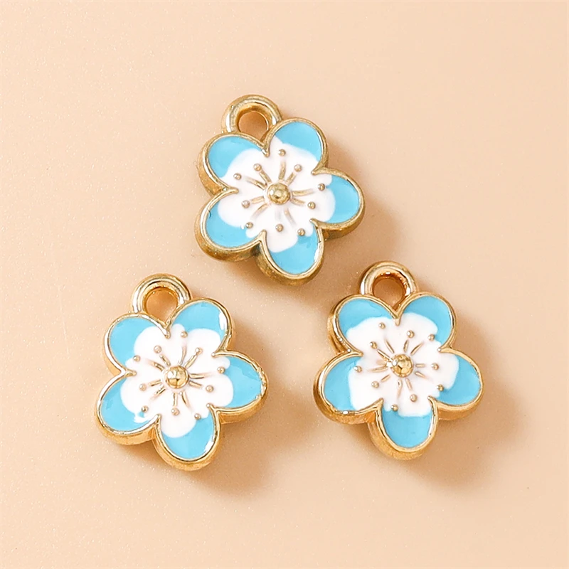20 Stück 10x12mm Niedliche Bunte Mini-Emaille-Blumen-Anhänger für Schmuckherstellung Ohrringe Halsketten Armbänder DIY Bastelbedarf – Detail 8