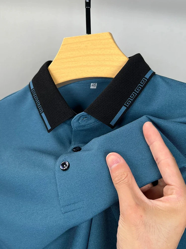 Luxury Autumn Clothing Men's Cotton Designer Lapel POLO Shirt 2024 Long-sleeve Casual Fashion Solid Color Comfortable Top M-4XL