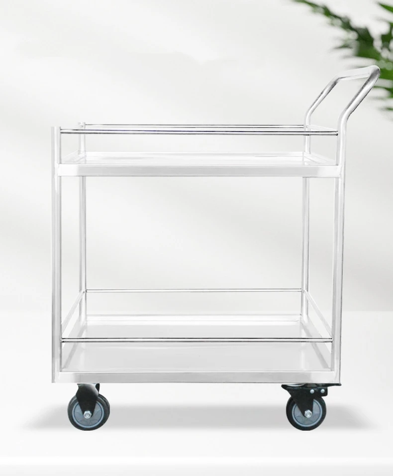 Mobile Stainless Steel Food Service Cart 2 Tier bar Wine Cart Hotel Dining Cart Removable Restaurant Hotel Use
