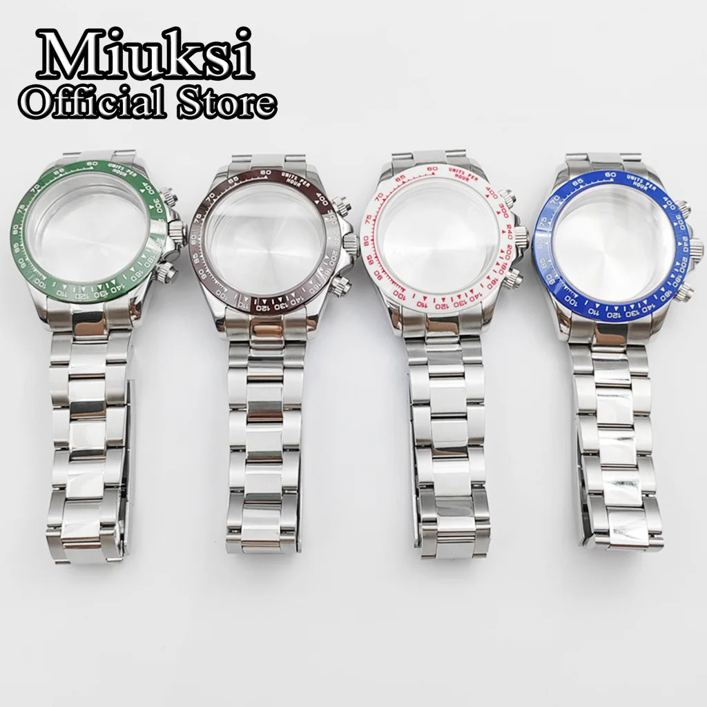 

Miuksi 39mm VK63 watch case silver/gold sapphire glass stainless steel bezel fit VK63 quartz movement