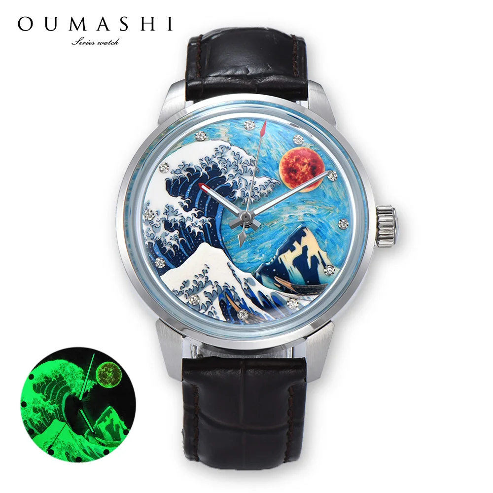 

42mm Casual Men watch Edo period style All green luminous dial Automatic mechanical watch Stainless steel waterproof watch 8215
