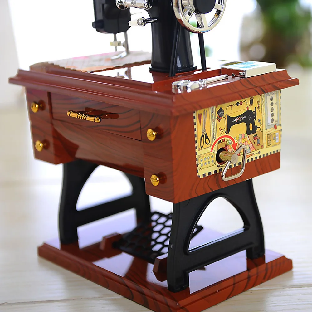 Music Box Sewing Machine Shape Decor Desktop Kids Mini Crea*tive