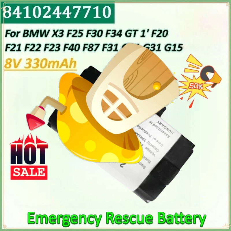 

New 84102447710 8V 330mAh 2.64Wh Emergency Rescue Battery for BMW X3 F25 F30 F34 GT 1' F23 F40 F87F20 F21 F22 F31 G21 G31 G15