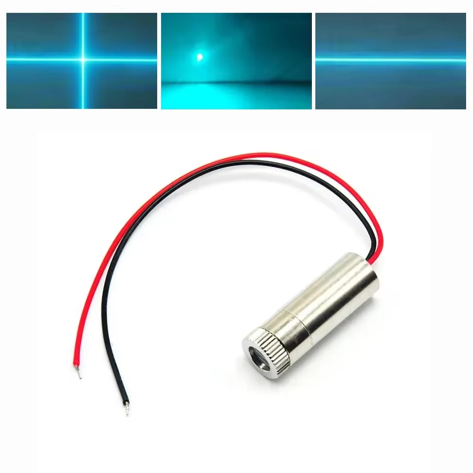 488nm 30mW-50mW Focusable Dot/Line/Cross Cyan-Blue Light Laser Diode Module 3.7-5V
